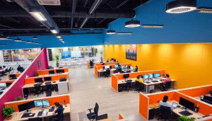 Engaged teams working in a call center in Tijuana, showcasing collaborative spaces and technology.