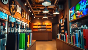 Find vibrant dummy vapes near me at a trendy vape shop showcasing colorful displays.