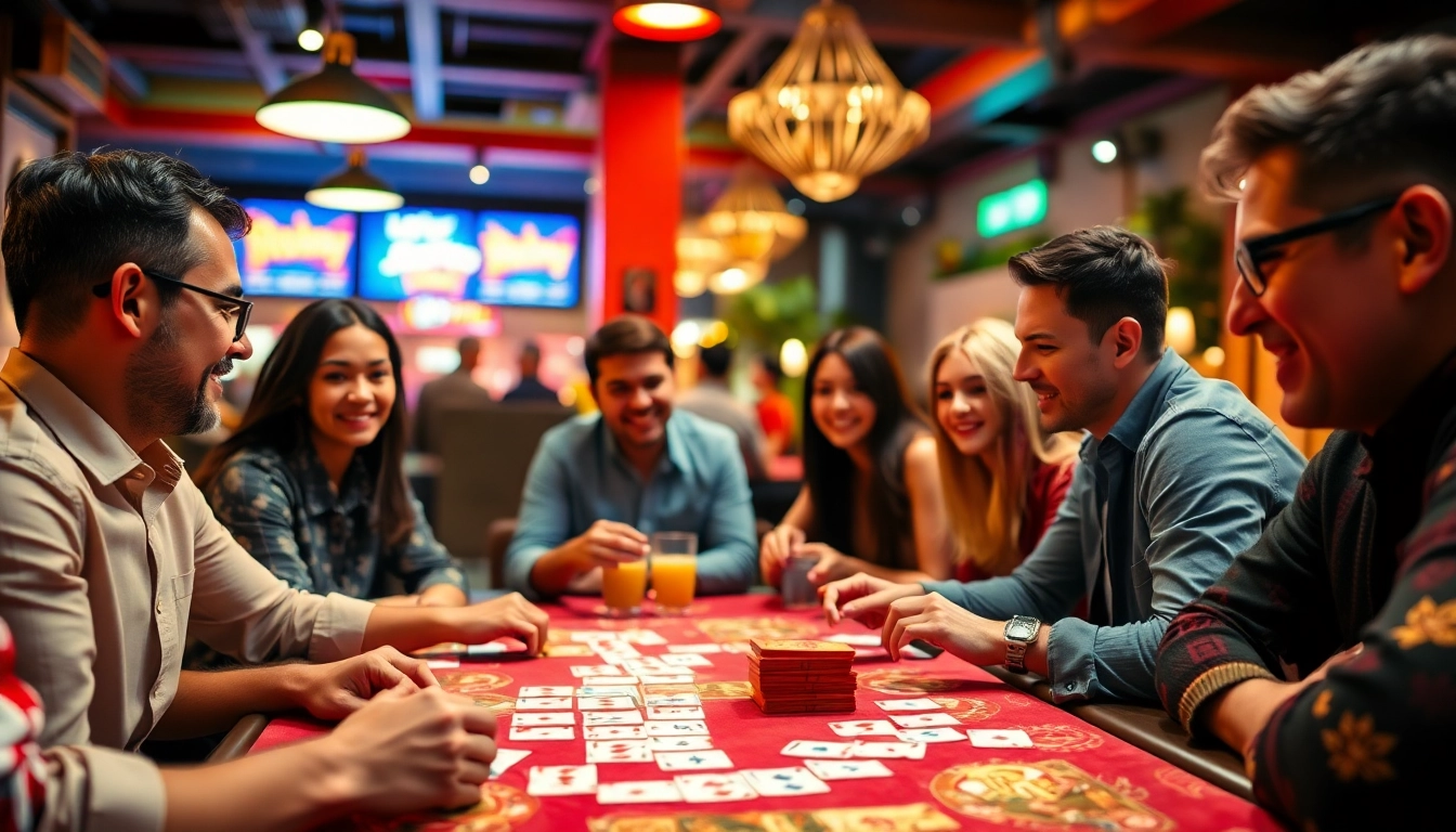 Players actively engaging in Rummy Wealth, showcasing colorful cards and a lively atmosphere in a cozy setting.