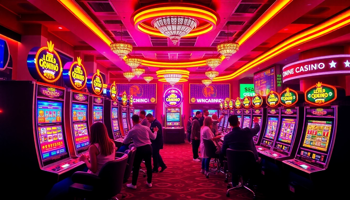 Experience the thrill of สล็อต777 at a lively online casino with vibrant neon lights and engaging games.