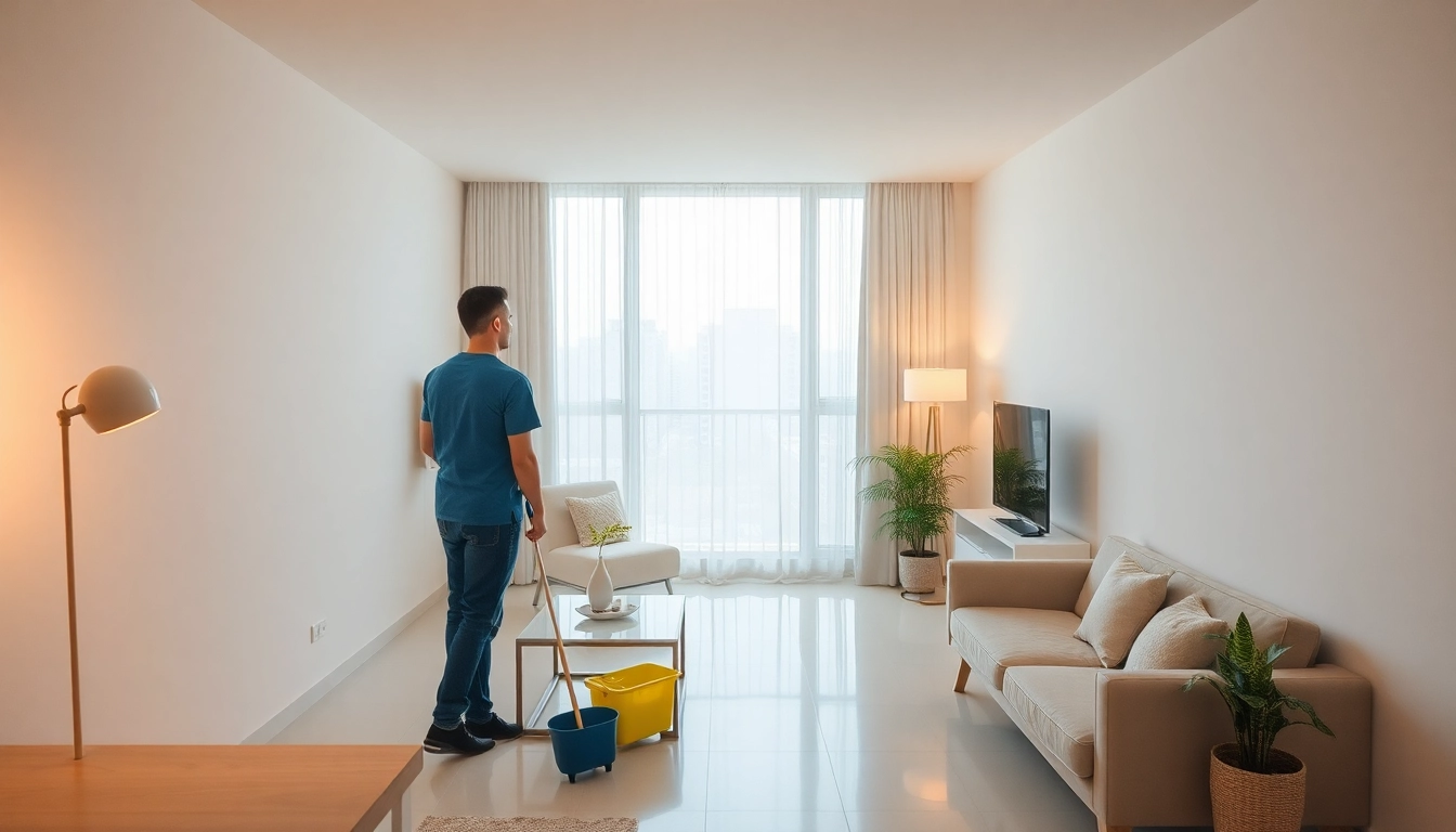 Professional bond cleaning Brisbane in a bright apartment with polished surfaces and happy cleaners.