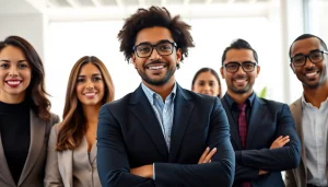 Capture high-quality company headshots featuring diverse professionals in a modern office setting.