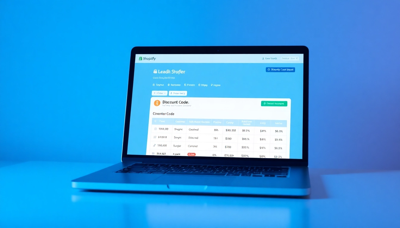 Generate unique discount codes easily with the Shopify bulk discount code generator on a modern laptop interface.