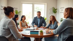 Master effective health coach certification with a professional health coach guiding clients in a bright office.
