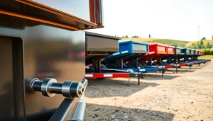 Browse hydraulic dump trailers for sale showcasing robust designs and features in a well-lit outdoor setting.