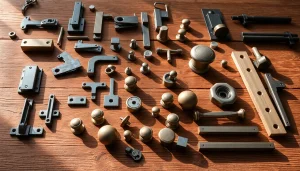 Showcase of premium furniture hardware manufacturers, featuring various knobs, pulls, and hinges.