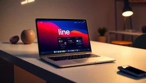 Engage with line下载電腦版 on a laptop showcasing its user-friendly interface and vibrant graphics.