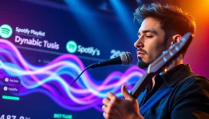 Learn effective spotify promotion techniques in a vibrant music environment showcasing a passionate musician.