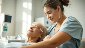 Administering Injectable Weight Loss treatment in a caring healthcare setting, highlighting patient support.