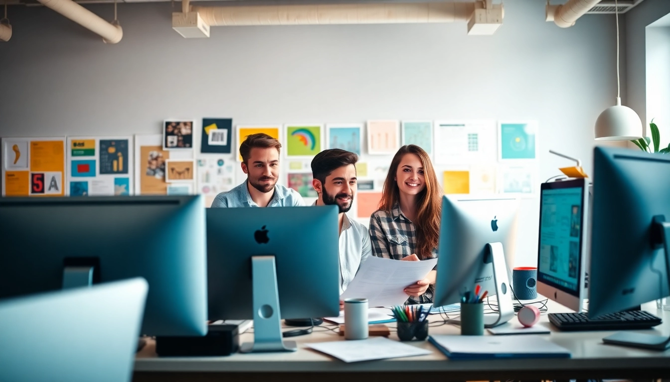 Create an engaging web design kansas city project with a collaborative team in a vibrant office setting.