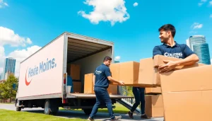 Efficient Toronto moving companies crew handling furniture outdoors for a residential move.