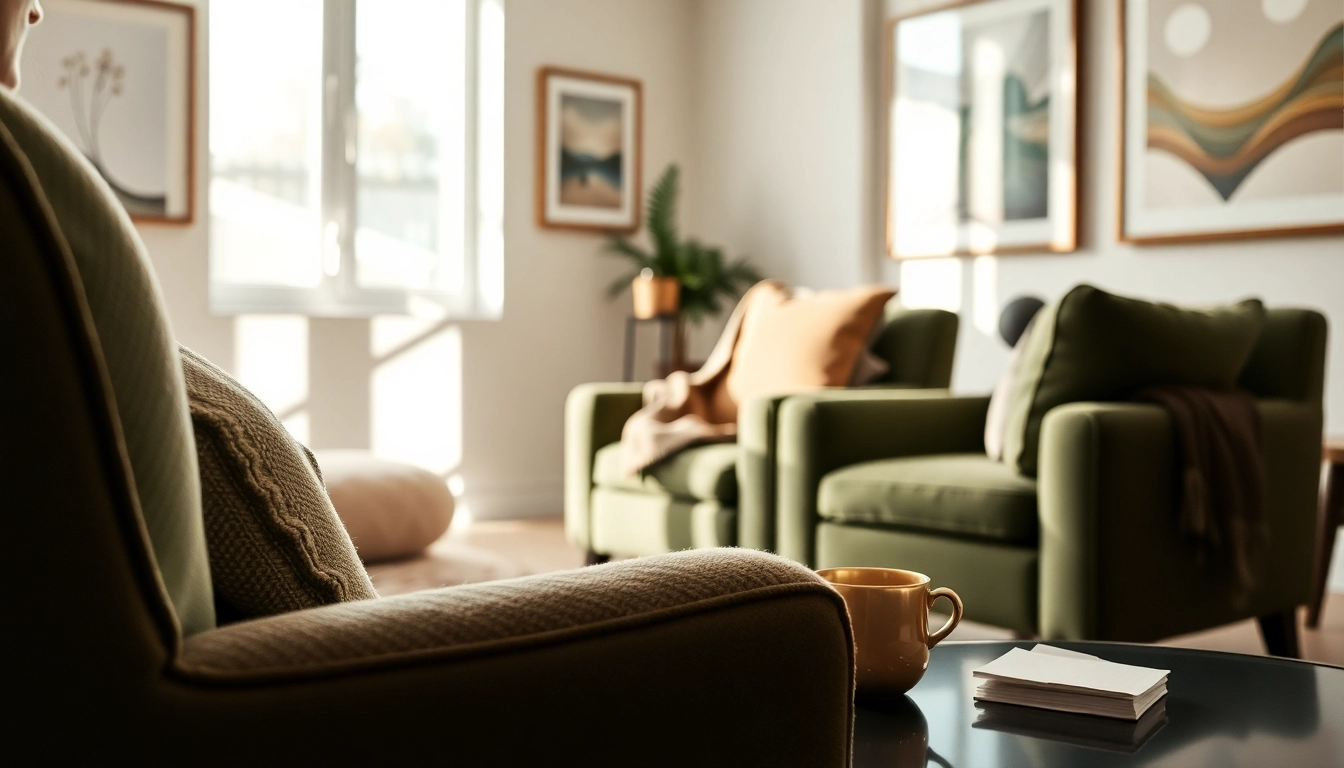 Engaging counselling session setting promoting a calm and inviting atmosphere.